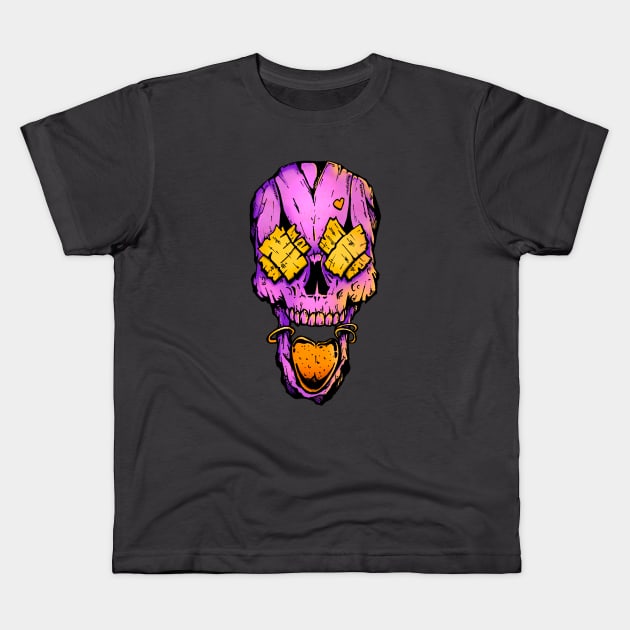 The skull shows its tongue Kids T-Shirt by BlackOwl